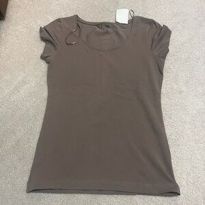 H&M Brown Fitted Short Sleeve T-Shirt
